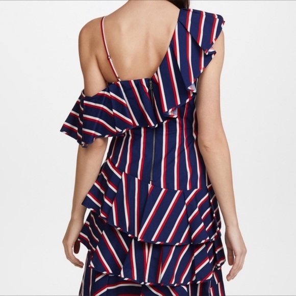 Alice + Olivia Laflora Asymmetrical Ruffle Dress Sz S/4 - Picture 2 of 8